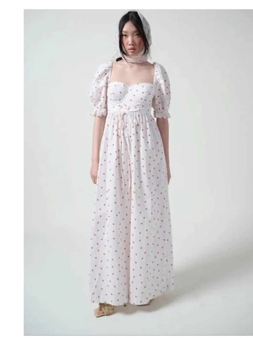 Selkie White Jumpsuit with Red strawberry Print